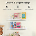 NEXHOME RPO Pine Wood Floating Shelves for Wall, 6-Pack 15.7 Inch Kids Nursery Book Shelves, Multi-Scene Wall Decor Solid Sto