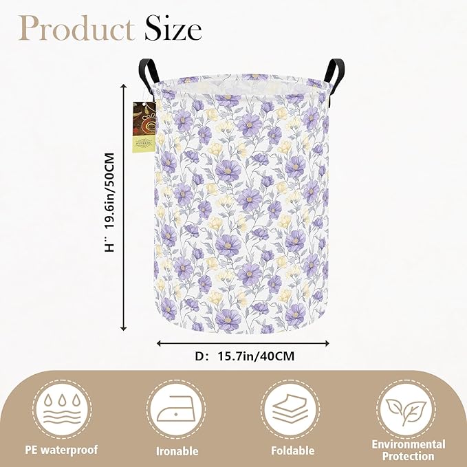 HUNRUNG Laundry Hamper,Large Canvas Fabric Lightweight Storage Basket Toy Organizer Dirty Clothes Collapsible Waterproof for 
