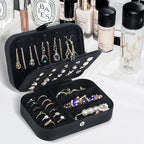 Hatori Travel Jewelry Box, PU Leather Small Jewelry Organizer for Women Girls, Portable Mini Travel Case Display Storage Hold