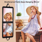 LPHUMEX 33x13 in Portable Mirror Full Length Door Hanging, Black Foldable Shatterproof Full Body Door Mirror for Dancing Bag,