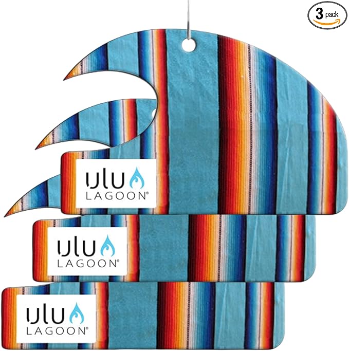 ulu Lagoon Hanging Car Air Freshener | Tropical Beach Coconut Surf Wax Scent Mini Wave | Long Lasting Car Freshener, Closet a