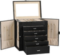 Frebeauty Large Jewelry Box,6-Tier PU Leather Jewelry Organizer,Multi-functional Storage Case with Mirror,Accessories Holder 