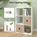 CTESNE【2026 Wooden Thick Frame 6 Cube Storage Organizer Shelf with Anti-Tipping Kits + Reversible Open Back Bookcase, Horizon