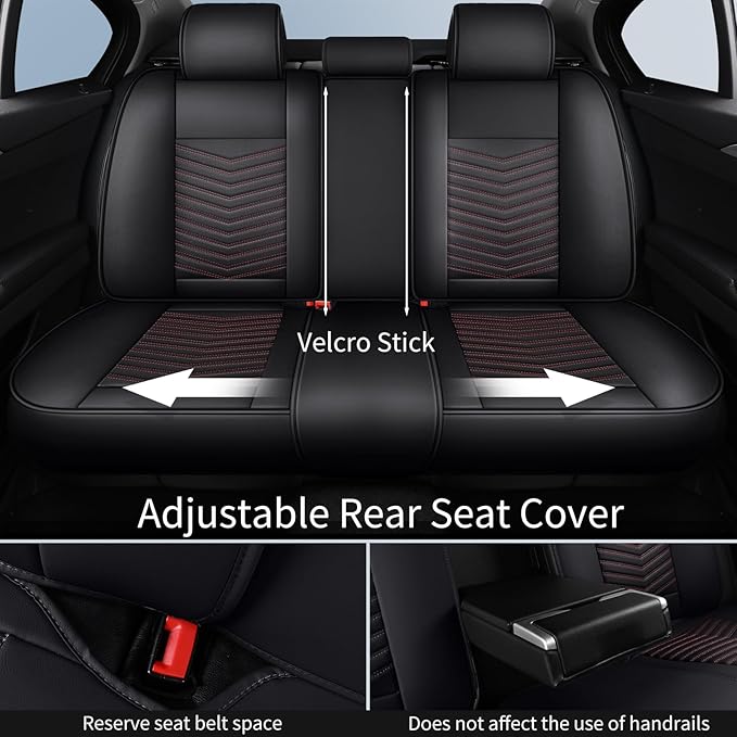 Nappa Leather Car Seat Covers Full Set, Car seat Protector 5 Seats, Waterproof Car Seat Cushion, Universal Automotive Seat Co