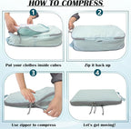 Compression Packing Cubes for Travel Accessories, 2 Set Compression Bags Travel Cubes for Packing Suitcase Luggage Organizer 