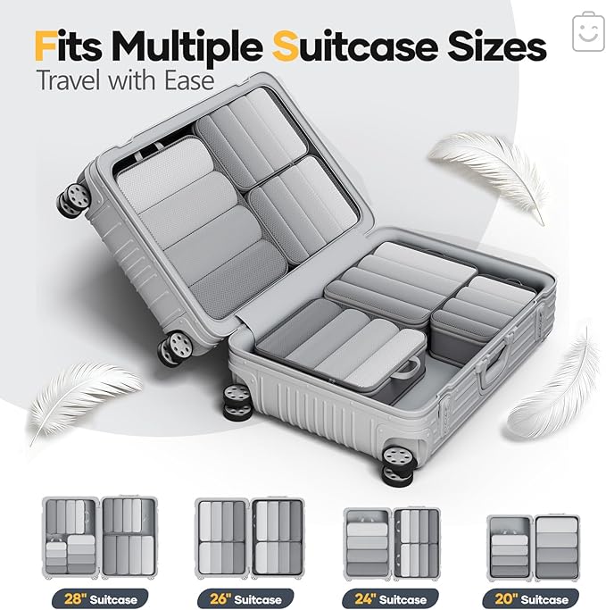 Veken 6/9/11 Set Compression Packing Cubes for Travel Essentials,Compressible Expandable Large Luggage Suitcase Organizer Bag