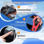 Jump Starter with Air Compressor,2500A car battery Jump starter,12V car booster jumper cable kit,Car Charger 150PSI portable tire inflator,battery charger,multi-function LED outdoor emergency lighting