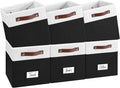 FinishingBo 6-Pack Storage Cubes with Handles & Label Holders Basket, Closet Cube Home Organizer Bins(White/Black, 10.5 x 10.