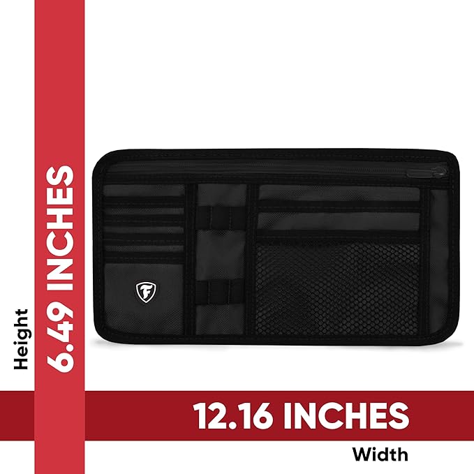 Firestone 2-Pack Car Sun Visor Organizer | 8 Compartment Car & Truck Visor Organizer with Holder & Slots for Sunglasses, License, Registration & More, Black
