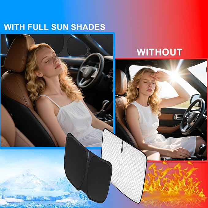 KMF 8pcs Thicken Sun Shades for Mazda CX-50 Accessories 2023-2026, Custom Full Window Sunshade Car Window Covers for Windshield Side Rear, UV Block and Blackout Privacy for Car Camping Outdoor