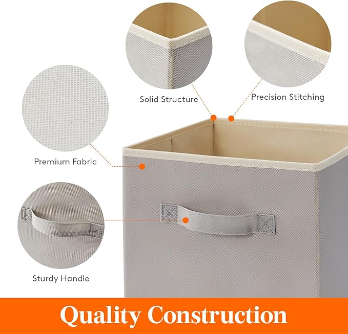 Lifewit Storage Cubes, Foldable Decorative Fabric Storage Baskets for Organizing Home Organizers with Handles for Shelves, Cl