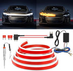 Nilight 70-Inch LED Hood Strip, White Dynamic Startup DRL Sequential Amber Turn Signal, Waterproof for Cars, SUVs & Trucks