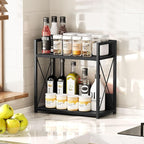 Giikin Kitchen Countertop Organizer, 2 Tier Coffee Bar Organizer, Black Spice Rack for Counter, Kitchen Counter Shelves, Part