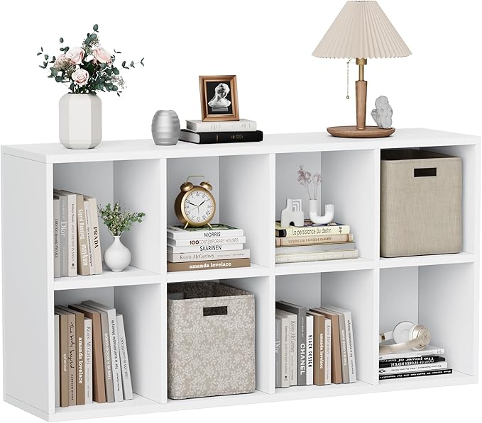 YESHOMY 8 Cube Bookcase, Open Frame 2-Tier Book Shelf, Bookshelf Storage Organizer with Adjustable Shelves for Organization, 