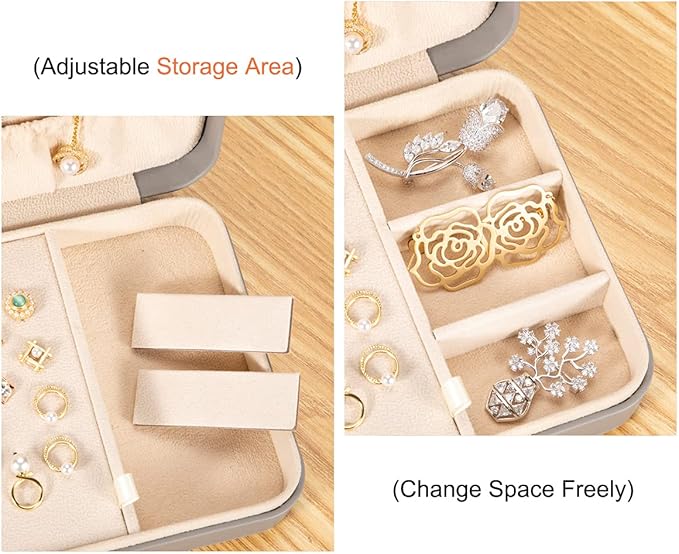 LANDICI Small Jewelry Box for Women Girls, PU Leather Travel Jewelry Case, Portable Jewelry Organizer Storage Holder Display 