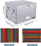ENGPOW File Box with Lock, Fireproof Document Box with Zipper＆Pockets, Collapsible File Organizer Filing Storage Cabinet with