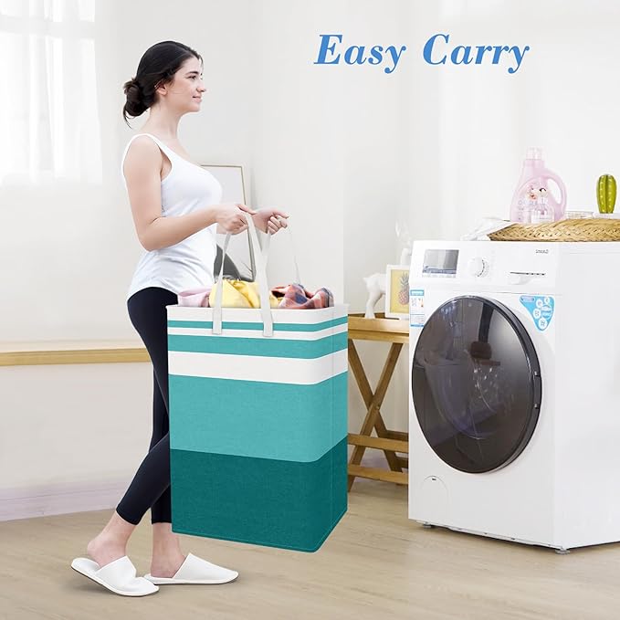 BlissTotes 3-Pack Laundry Basket, Freestanding＆Waterproof Laundry Hamper, Collapsible Tall Clothes Hamper with Easy Carry Han