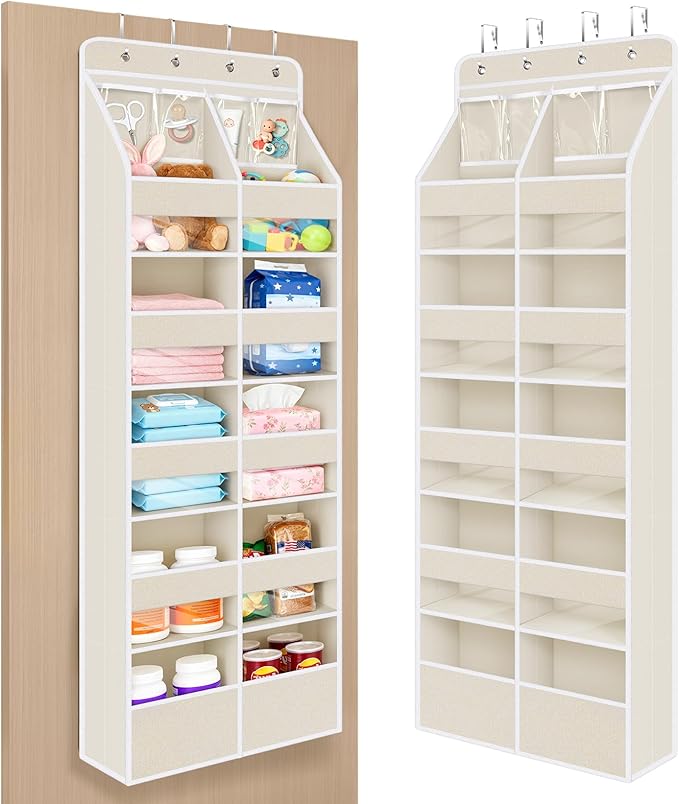 Univivi 6-Shelf Over Door Hanging Organizer Fabric Door Storage with 10 Large Pockets and 4 Small PVC Pockets Closet Cabinet 