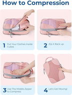 BAGSMART Compression Packing Cubes for Travel, Compressible Luggage Organizer for Cruise Ship, Lightweight Travel Essentials 