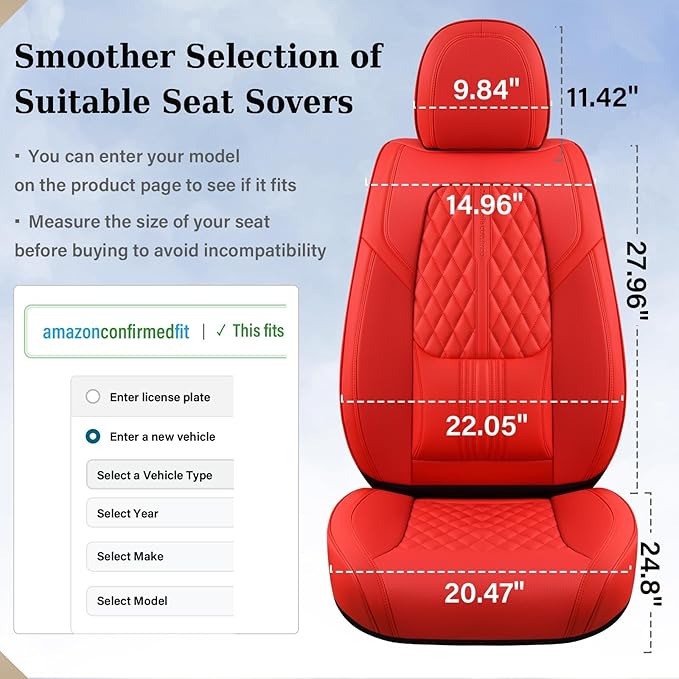 Coverado Seat Covers, Car Front Seat Covers with Backrest, Nappa Leather Car Seat Protectors,Waterproof &Breathable,Anti-Slip