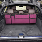 AUCELI Car Trunk Organizer, Backseat Hanging Large Storage with Adjustable Straps, Waterproof Collapsible Cargo Bag with 4 Pockets, Sturdy Space Saver Frees Trunk Floor for SUV, Truck, MPV