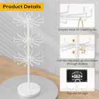ORLESS 3 Tier Rotating Jewelry Display Stand, Keychain Display Stand with 36 Hooks, Metal Retail Display Spinning Holder for 