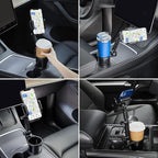 THIS HILL 2-in-1 Cup Holder and Cell Phone Holder - with 360° Rotating Stand and Adjustable Base for All iPhone Models and Sm