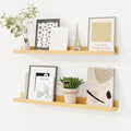 Picture Ledge Shelf, Solid Pine Wood Floating Shelves Set of 2, 24 Inches Nursery Book Shelves for Toys Storage, Kids Bookshe