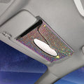 Bling Car Sun Visor Tissue Box Holder Pure Hand-Made Sparkling Crystal Auto Napkin Holder PU Leather Backseat Tissue Case for Women (Colorful)
