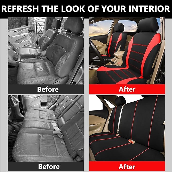Foneso Car Seat Covers, 100% Breathable with Composite Sponge Inside, Airbag Compatible Universal Fit Accessories Auto for Ca