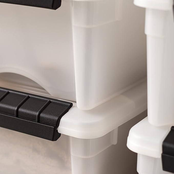 IRIS USA 6 Qt Stackable Plastic Storage Bins with Lids, 10 Pack - BPA-Free, Made in USA - Discreet Organizing Solution, Latch