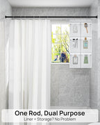 ALLZONE Heavy Duty Tension Shower Curtain Rod 42-83 Inches for Bathroom, Window, Non-Slip, Adjustable with Strong Spring Pole