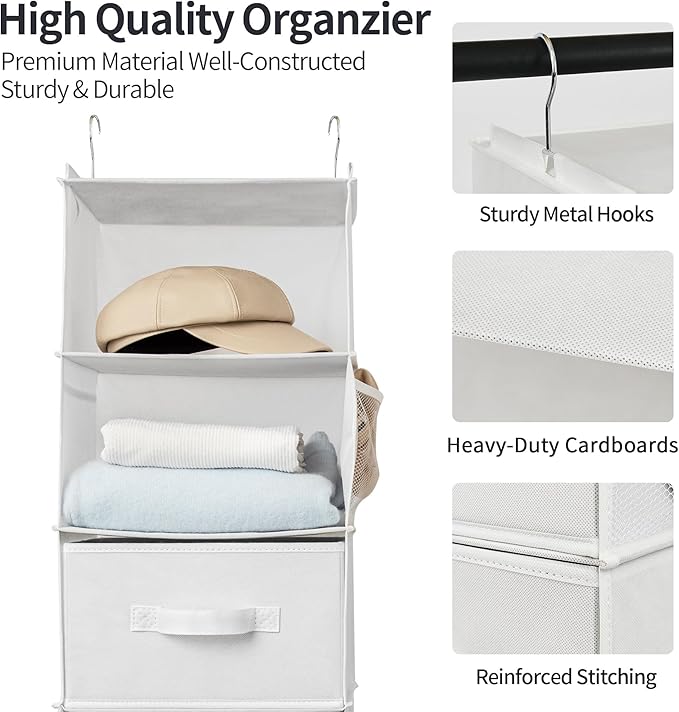 GRANNY SAYS 6-Shelf Hanging Organizer for Closet, Separable to 2 Pack 3-Shelf Hanging Shelves, Organization and Storage with 