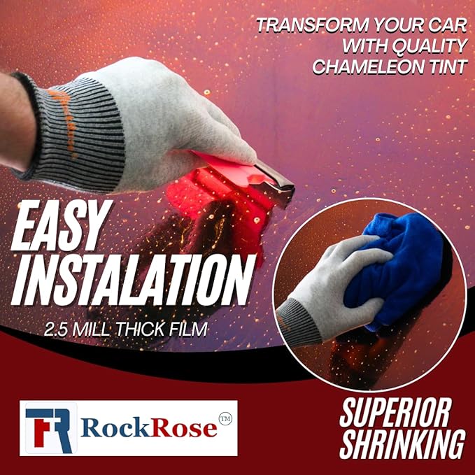 RockRose Lava Glow Chameleon Car Window Tint Film, Color Tint for Car; Heat Rejection & UV Block for Privacy and Sun Protection, 85% VLT (Light Red, 30 in x 10FT)