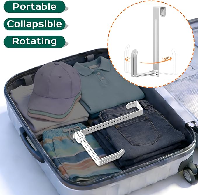 2-in-1 Foldable Over Door Hat Rack Organizer for Baseball Caps, Rotating Metal Hooks, Space-Saving Portable Storage for Hats 