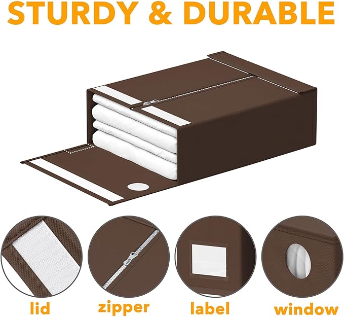 SpaceAid 6 Pack Bed Sheet Organizers and Storage, Foldable Sheet Organizer with Window for Linen Closet, Set Folder Keeper fo