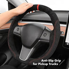 MEWANT DIY Stitching Steering Wheel Cover Wrap for Tesla Model 3 Highland 2023-2025/Model Y 2025 Highland for Tesla Model 3/Model Y Accessories(3D Style)