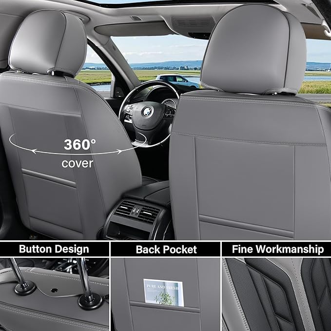 Coverado Seat Covers, Car Seat Covers Front Seats, Leather Seat Covers for Cars, Automotive Seat Covers Car Seat Protector Ca