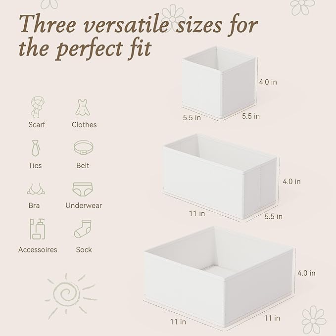 Criusia Drawer Organizers 18-Piece Set, Dresser Organizer for Baby Clothes, Foldable Closet Storage & Drawer Dividers for Und