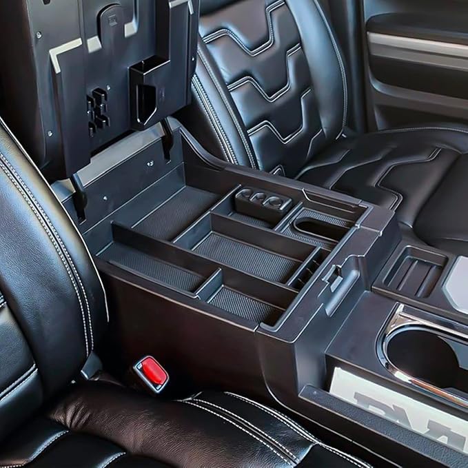 EDBETOS Center Console Tray Organizer Compatible with Toyota Tundra 2014 2015 2016 2017 2018 2019 2020 2021 Accessories, Armrest Secondary Storage Box (Black Trim)