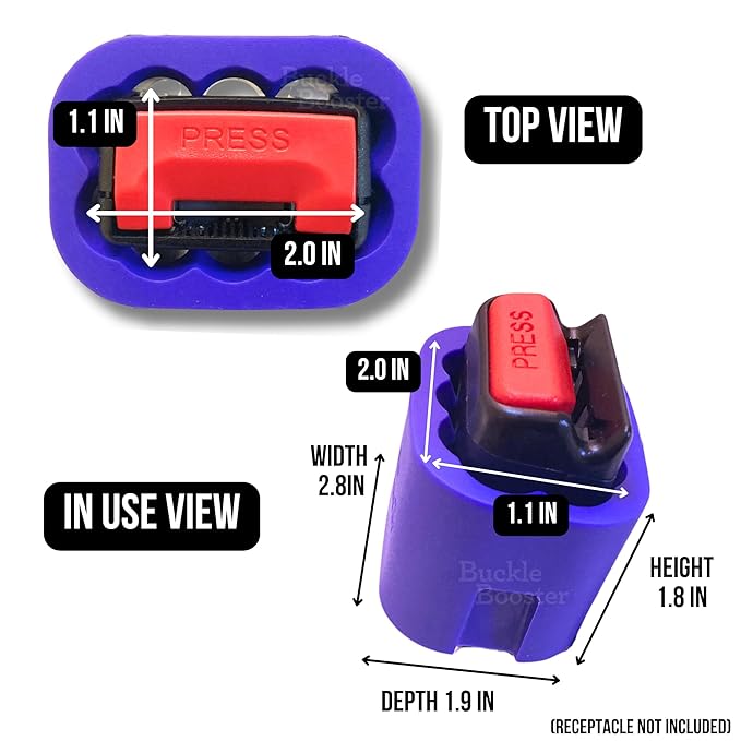 4-Pack Seat Belt Receptacle Stabilizer - Buckle Booster for Back Row Receptacles - Raises Your Seat Belt for Vertical Access - Stop Fishing for Buried Buckles