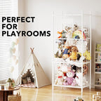 SpaceAid Stuffed Animal Storage Organizer, Wood Animals Zoo Toy Plushies Storage Holder, Large Capacity Plush Toy Cage for Pl