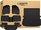 LASFIT Floor Mats & Cargo with Backrest Mat for Ford Explorer 2015-2019 7 Seats All Weather Protector TPE Easy Clean Car Floor Liner Custom Fit for 5-pc Full Set Black