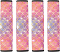 Forchrinse Pink Mermaid Fish Scales 4 Pieces Car Seatbelt Cover Comfort Shoulder Strap Pads Travel Cushion for Kids and Adults