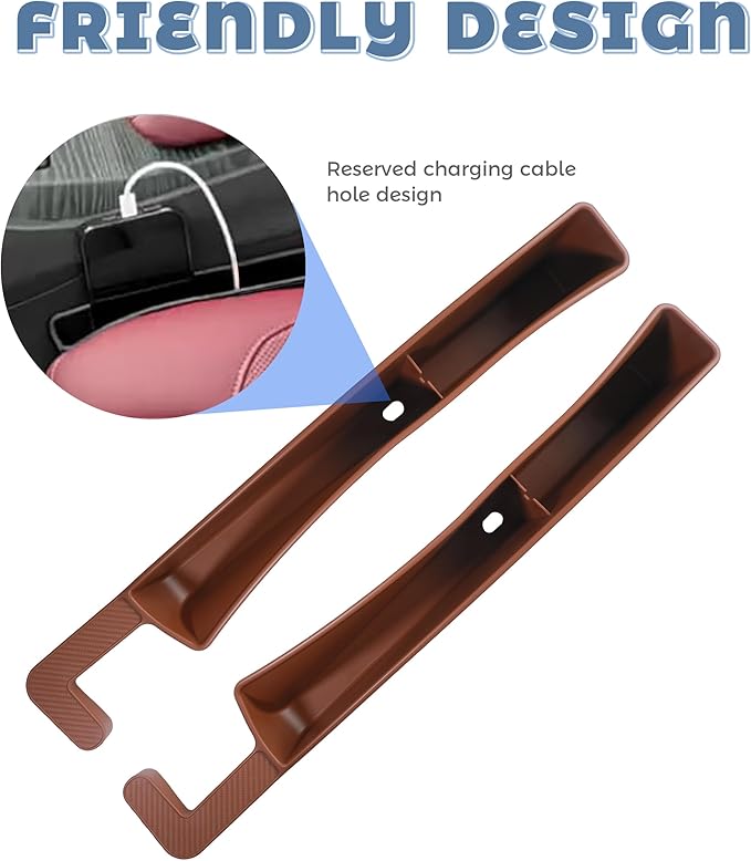 2PCS Car Seat Gap Filler,Car Accessories Car Organizer,Cars Seat Gap Filler Organizer with 2 Storage Areas,Used for Phone,Wallets,Keys,Eyeglasses,Fit for Most Cars,Trucks,SUVs (Brown)