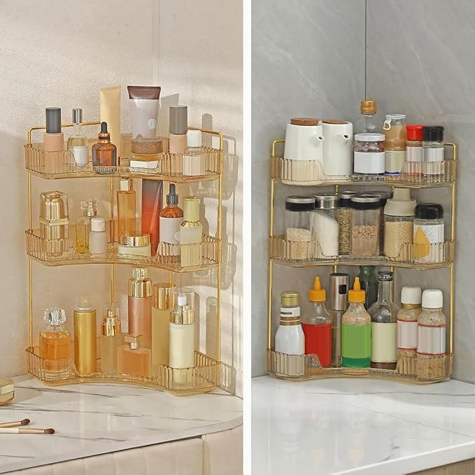 INVSSENE Corner Bathroom Countertop Organizer, Vanity Organizer Trays for Counter, Makeup Organizers, Perfume Tray, Skincare 