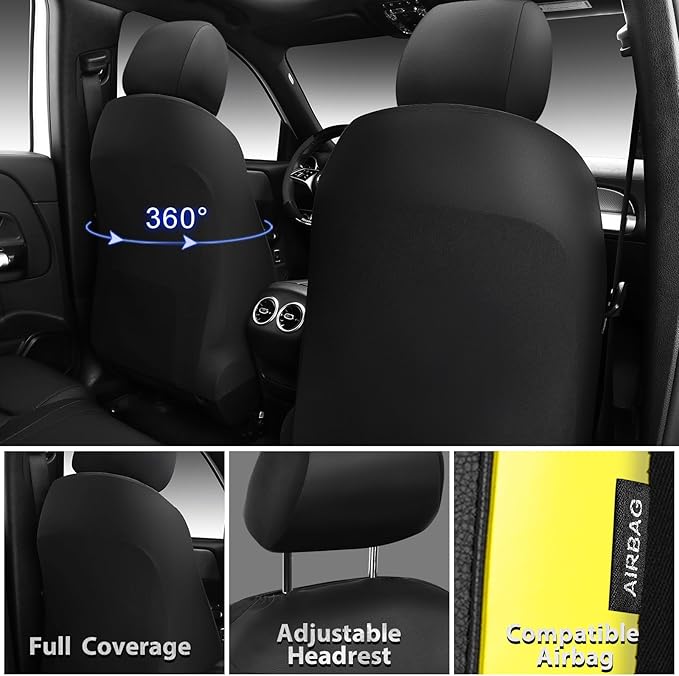 CAR PASS Memory 3D Foam Car Seat Covers Full Set, Breathable Mesh Thick Seat Covers for Car, Yellow Leather Seat Covers, Univ