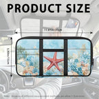 Cute Starfish Car Sun Visor Organizer with Big Zipper Pocket Car Sun Visor Storage Bag Easy Installation Universal Size Fit for Most Cars SUV