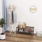Dranixly Bamboo 2-Tier Shoe Rack Stackable Shelf Storage Organizer for Entryway, Hallway and Closet, 27.2"x11"x13.2" (Mocha)