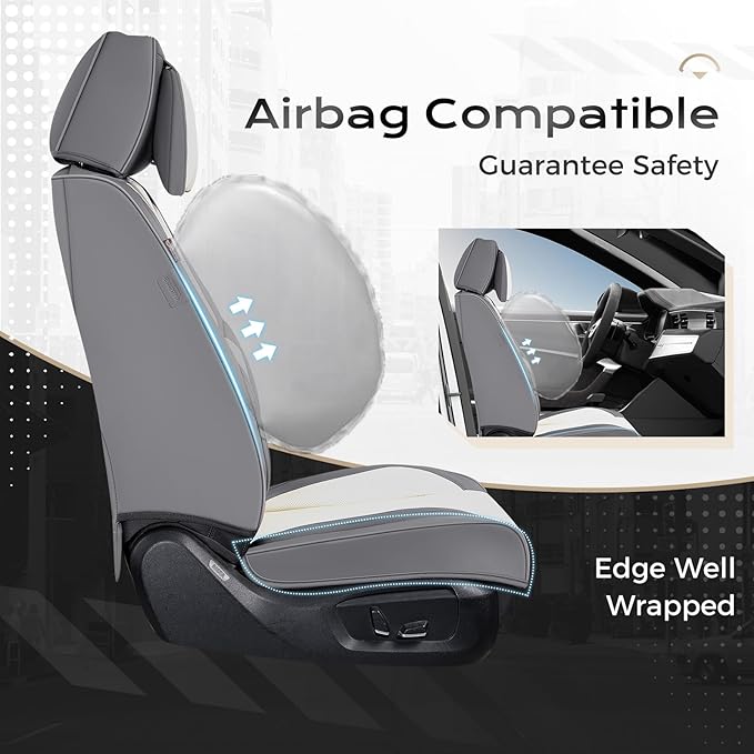 Coverado Seat Covers Full Set, 5 Seats Seat Covers for Cars, Waterproof Nappa Leather Car Seat Covers with Head Pillow, Seat 
